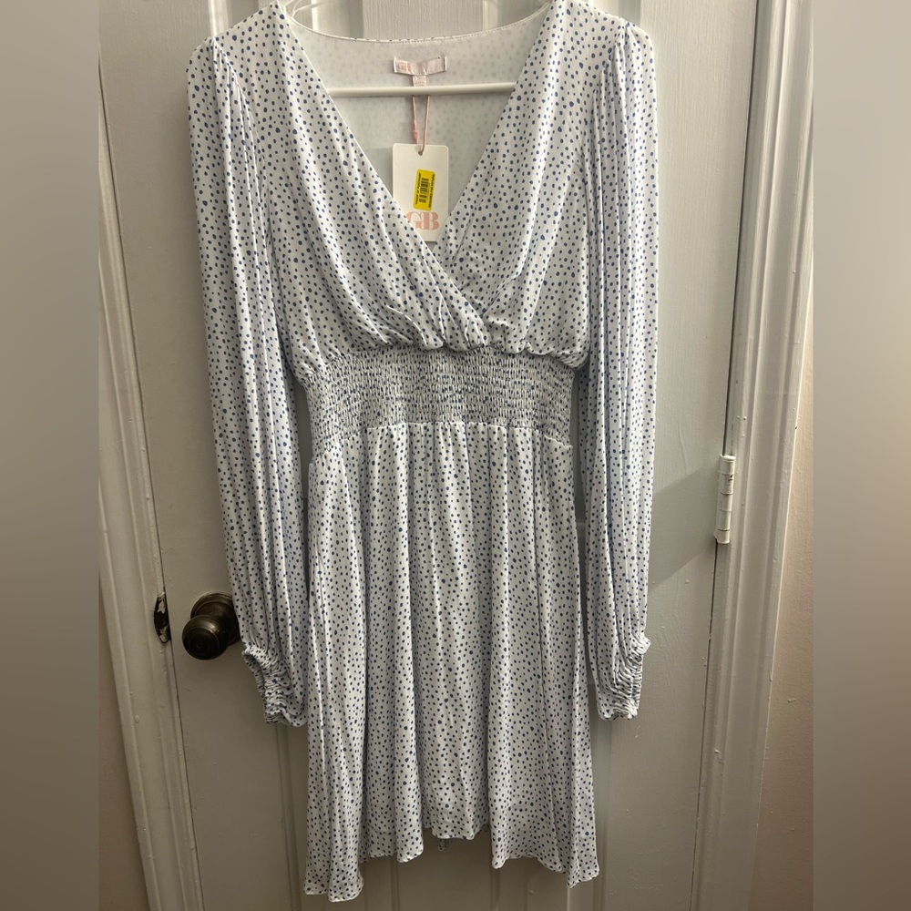 GB White and blue Patterned flowy mini Dress